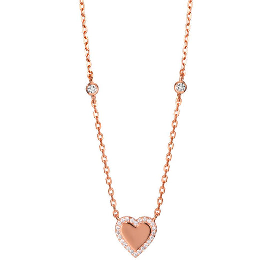 Collier Silber Zirkonia rosé vergoldet Herz 40-45 cm verstellbar