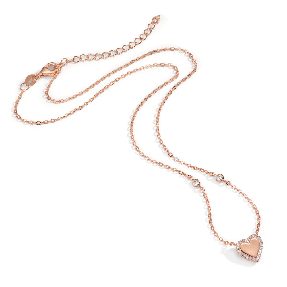 Collier Silber Zirkonia rosé vergoldet Herz 40-45 cm verstellbar