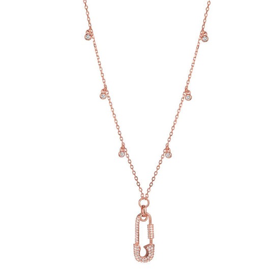 Collier Silber Zirkonia rosé vergoldet Sicherheitsnadel 40-45 cm verstellbar