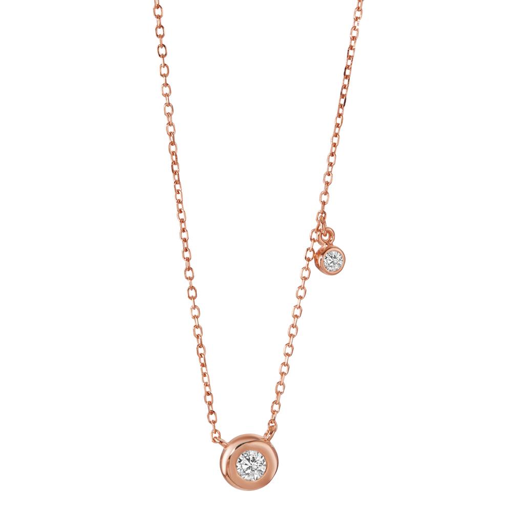 Collier Silber Zirkonia 2 Steine rosé vergoldet 40-45 cm verstellbar