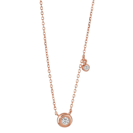 Collier Silber Zirkonia 2 Steine rosé vergoldet 40-45 cm verstellbar