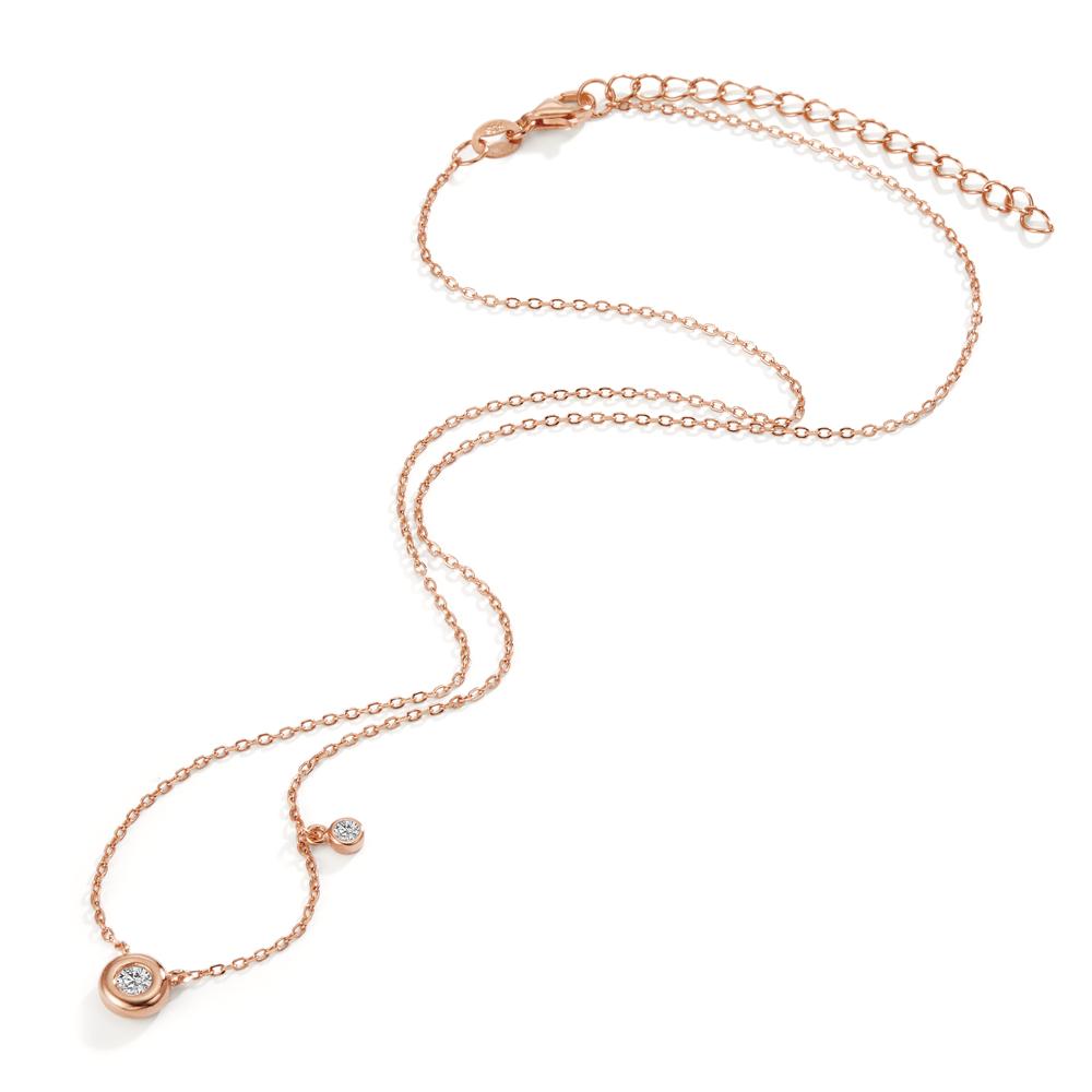 Collier Silber Zirkonia 2 Steine rosé vergoldet 40-45 cm verstellbar