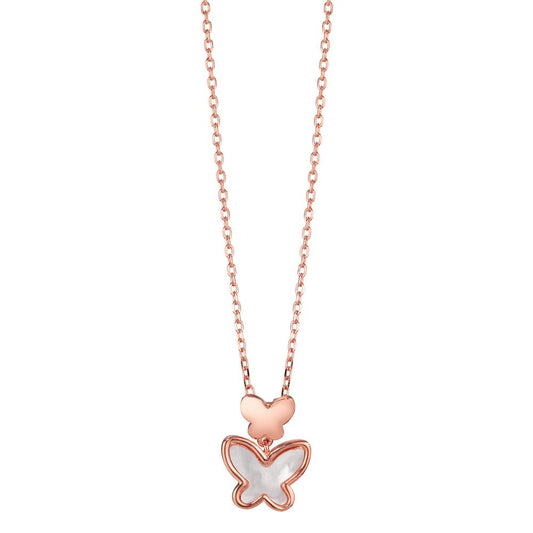 Collier Silber rosé vergoldet Perlmutt Schmetterling 40-44 cm verstellbar