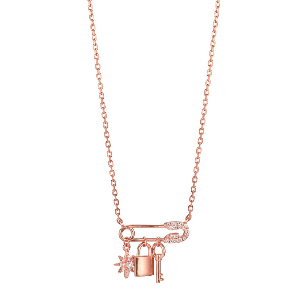 Collier Silber Zirkonia rosé vergoldet 40-45 cm verstellbar