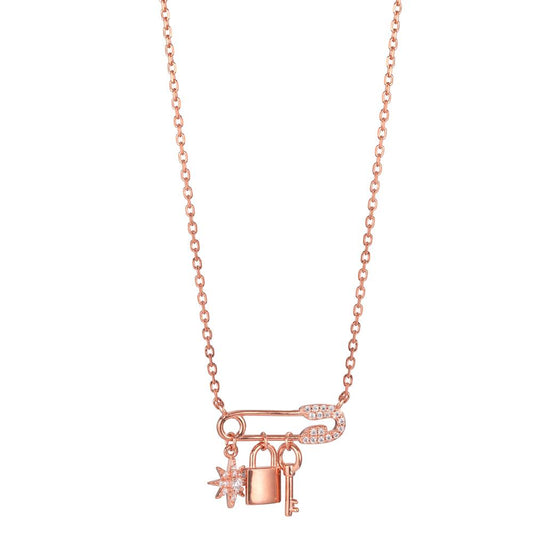 Collier Silber Zirkonia rosé vergoldet 40-45 cm verstellbar