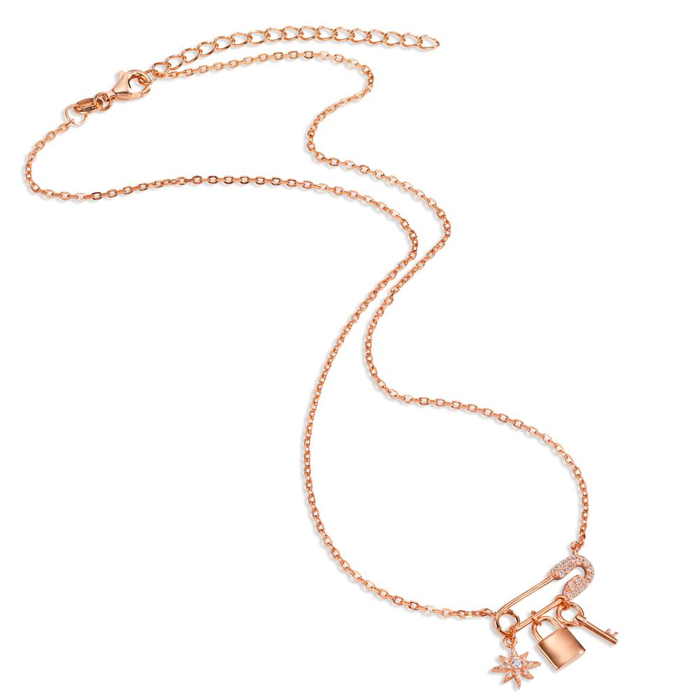 Collier Silber Zirkonia rosé vergoldet 40-45 cm verstellbar
