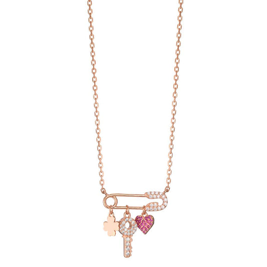 Collier Silber Zirkonia rosé vergoldet 40-45 cm verstellbar