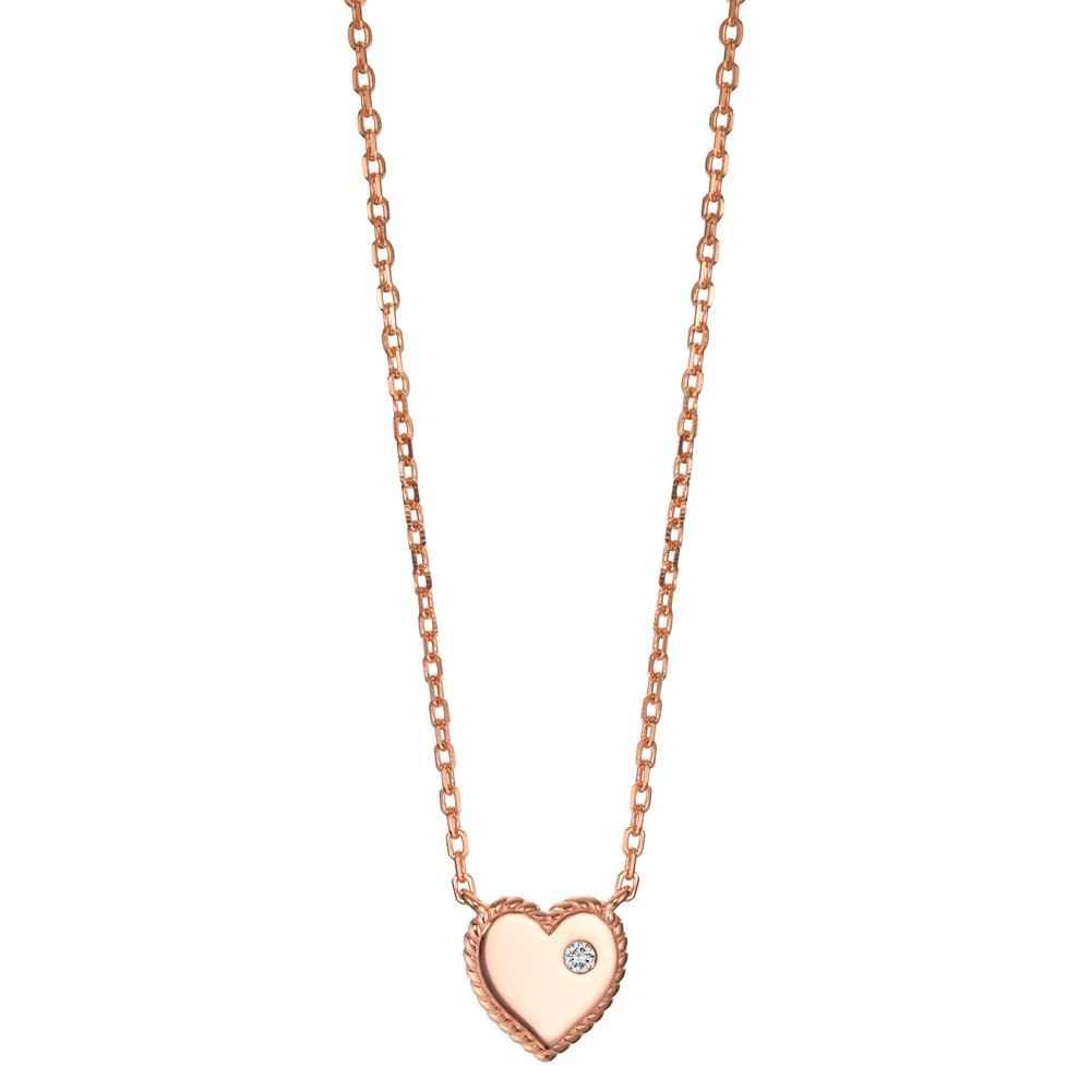 Collier Silber Zirkonia rosé vergoldet Herz 40-45 cm verstellbar