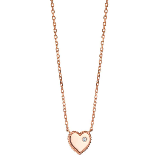 Collier Silber Zirkonia rosé vergoldet Herz 40-45 cm verstellbar