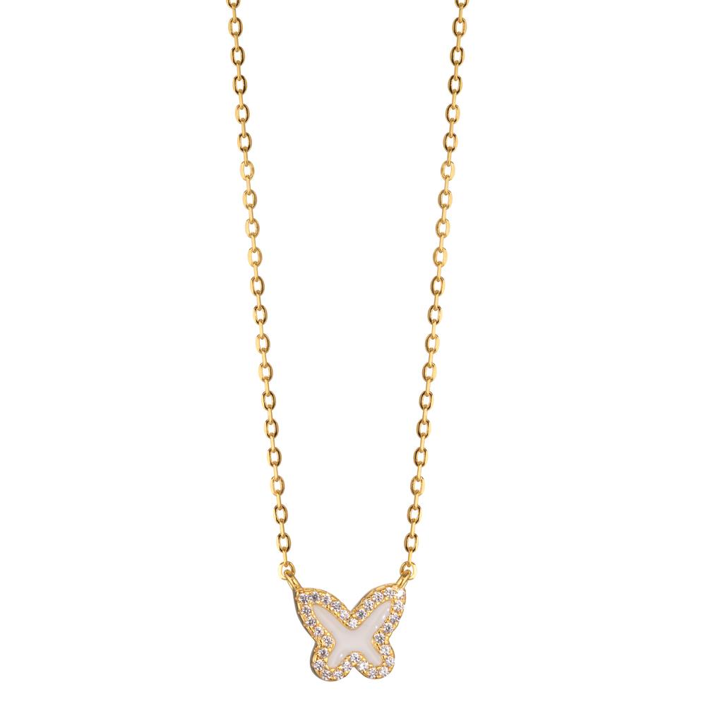 Collier Silber Zirkonia gelb vergoldet Schmetterling 40-45 cm verstellbar Ø9 mm