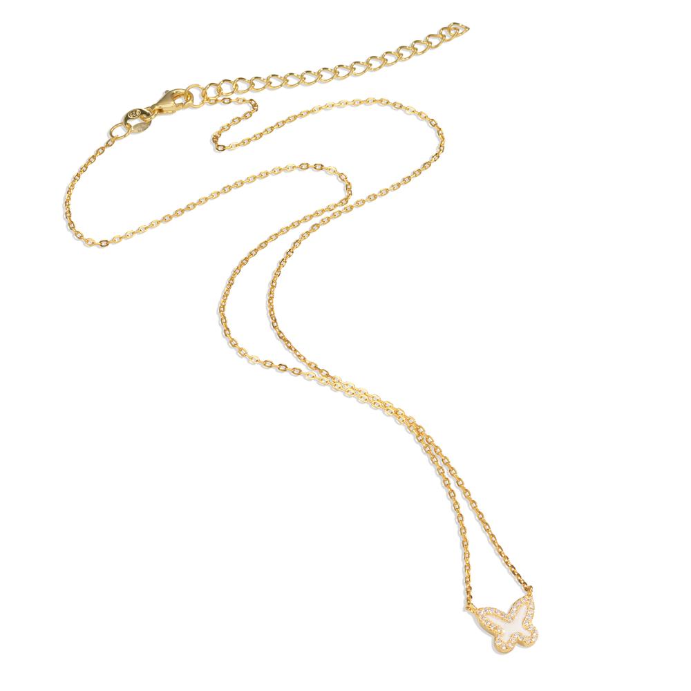Collier Silber Zirkonia gelb vergoldet Schmetterling 40-45 cm verstellbar Ø9 mm