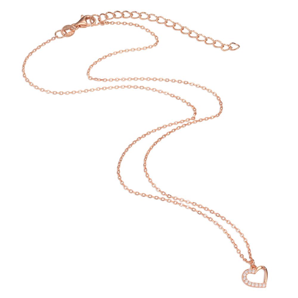 Collier Silber Zirkonia 11 Steine rosé vergoldet Herz 40-45 cm verstellbar Ø8.5 mm