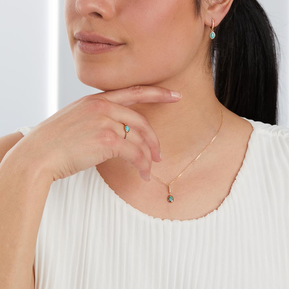 Collier Bronze Amazonit Zirkonia vergoldet 40-45 cm verstellbar