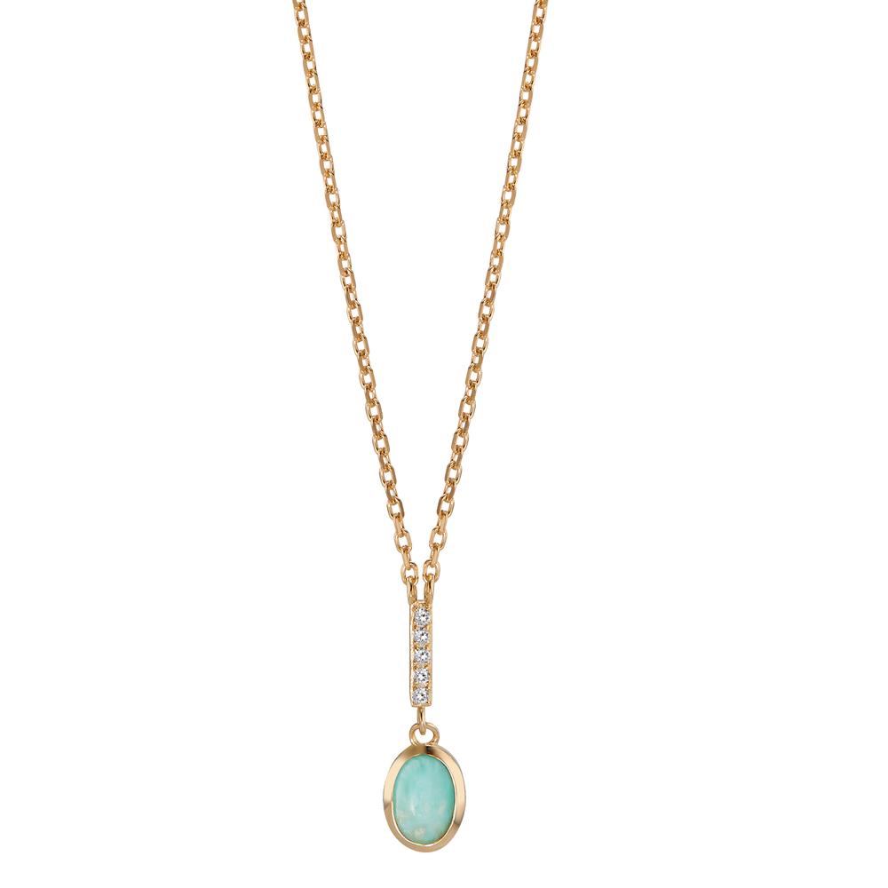 Collier Bronze Amazonit Zirkonia vergoldet 40-45 cm verstellbar