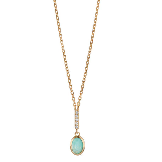 Collier Bronze Amazonit Zirkonia vergoldet 40-45 cm verstellbar