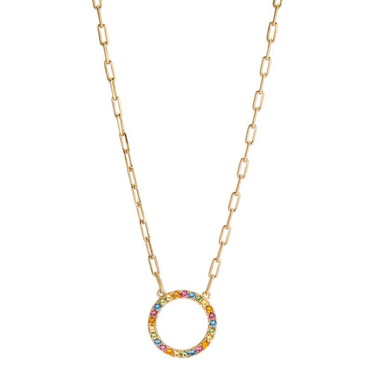 Collier Bronze Zirkonia bunt vergoldet 40-45 cm verstellbar Ø15 mm