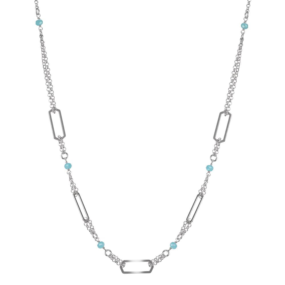 Collier Silber Kristall aqua, 6 Steine rhodiniert 42-45 cm verstellbar, Made in Italy