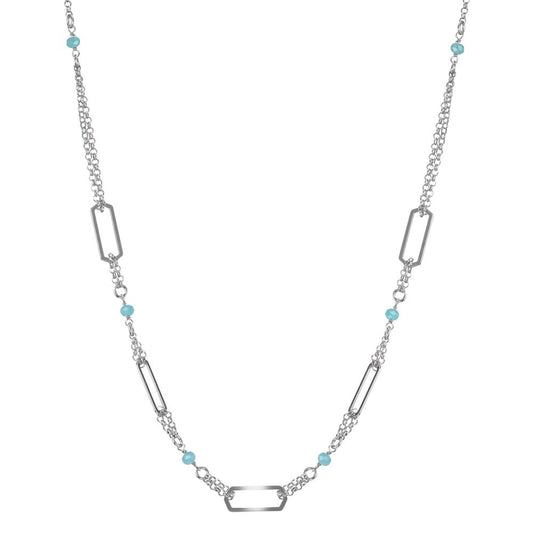 Collier Silber Kristall aqua, 6 Steine rhodiniert 42-45 cm verstellbar, Made in Italy