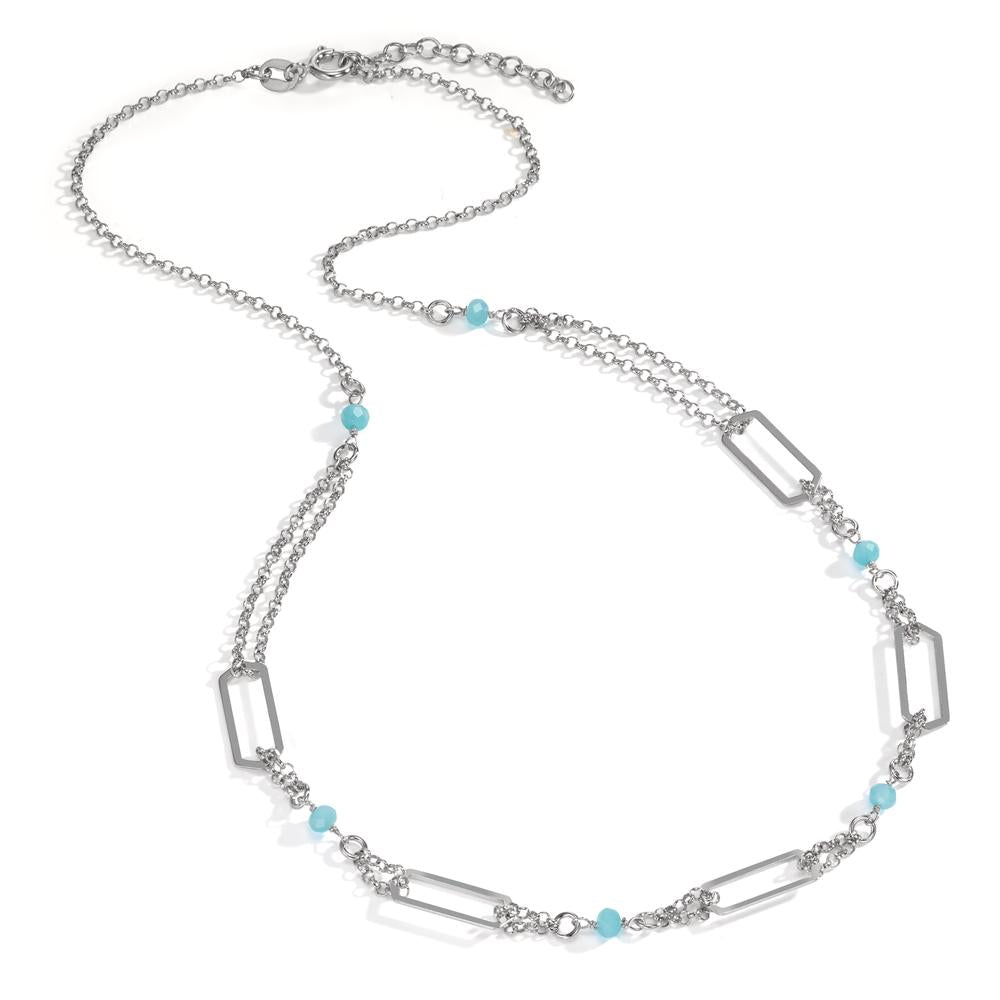 Collier Silber Kristall aqua, 6 Steine rhodiniert 42-45 cm verstellbar, Made in Italy