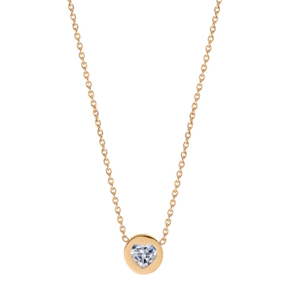 Collier Edelstahl Zirkonia gelb IP beschichtet Herz 40-45 cm verstellbar