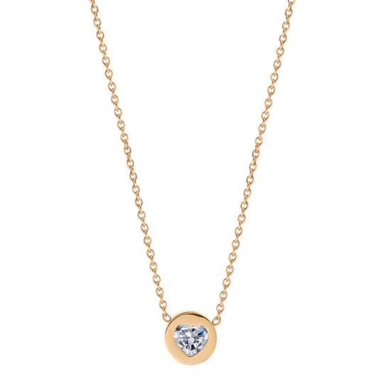Collier Edelstahl Zirkonia gelb IP beschichtet Herz 40-45 cm verstellbar