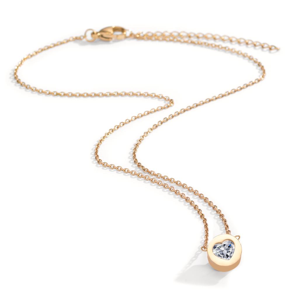 Collier Edelstahl Zirkonia gelb IP beschichtet Herz 40-45 cm verstellbar