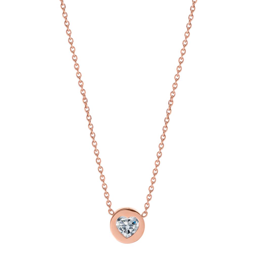 Collier Edelstahl Zirkonia rosé IP beschichtet Herz 40-45 cm verstellbar