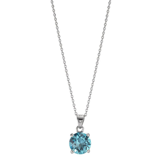 Collier Silber Zirkonia aqua rhodiniert 42-47 cm verstellbar