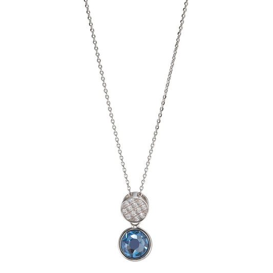 Collier Silber Zirkonia aqua rhodiniert 42-47 cm verstellbar
