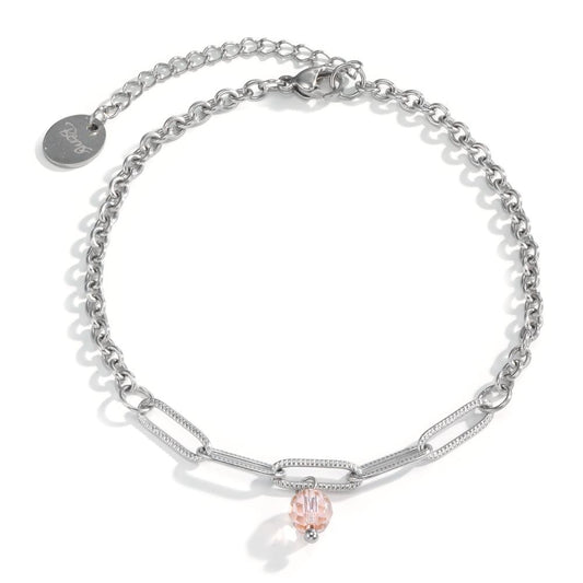 Armband Edelstahl Zirkonia rosa 19-23.5 cm verstellbar