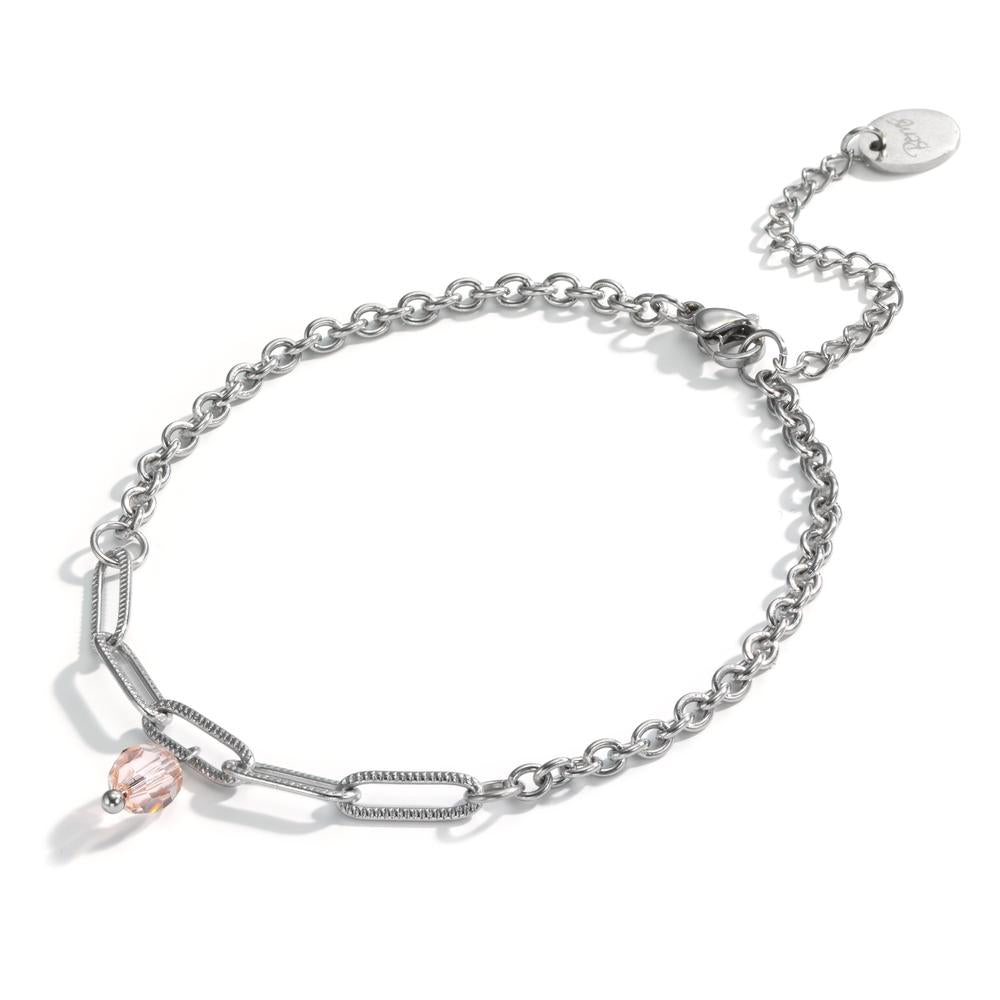 Armband Edelstahl Zirkonia rosa 19-23.5 cm verstellbar