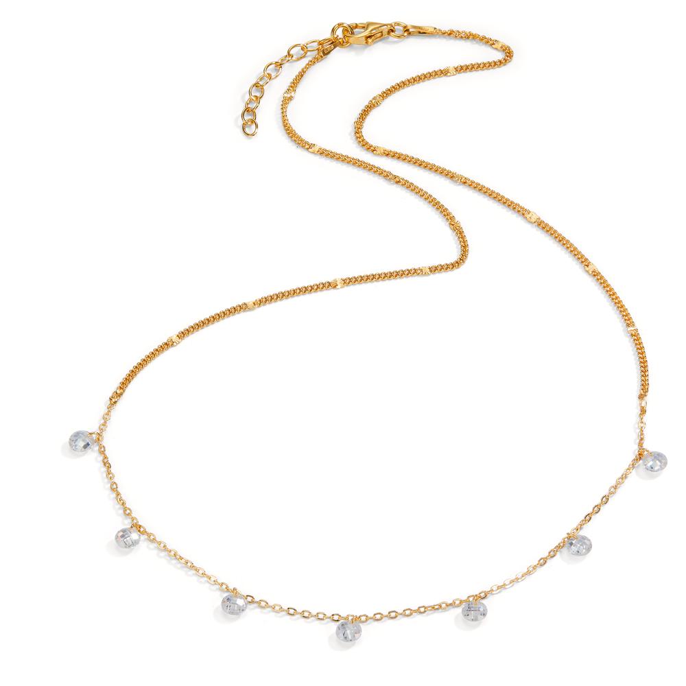 Collier Silber Zirkonia 7 Steine gelb vergoldet 42-45 cm verstellbar, Made in Italy