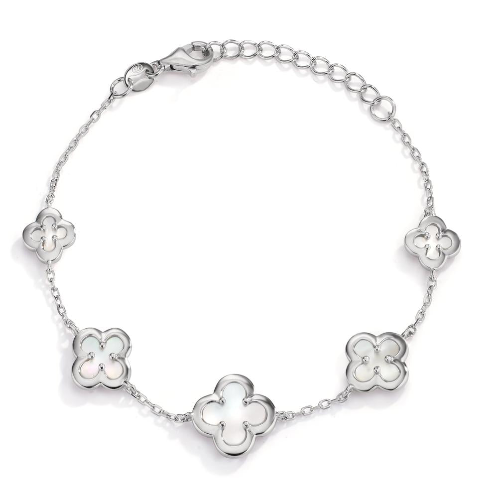 Armband Silber rhodiniert Perlmutt Blume 16-19 cm verstellbar