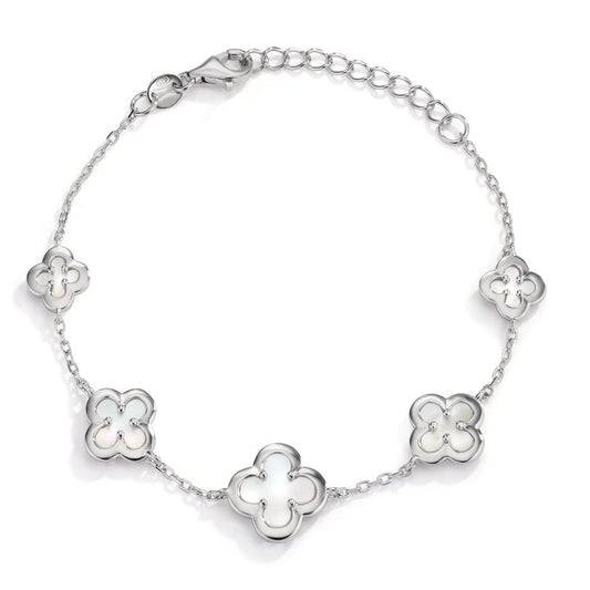 Armband Silber rhodiniert Perlmutt Blume 16-19 cm verstellbar