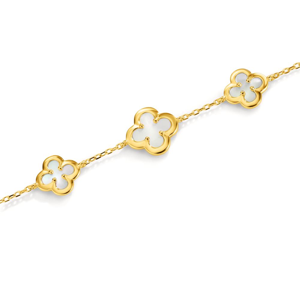 Armband Silber gelb vergoldet Perlmutt Blume 16-19 cm verstellbar